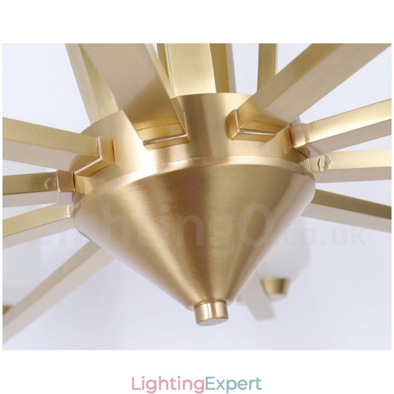 Retro Vintage Brass Pendant Chandelier with Glass Shades