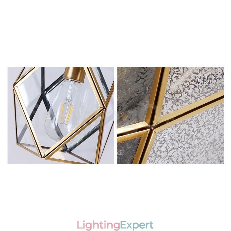 Pure Brass Rustic Lodge Nordic Style Pendant Light with Glass Shade