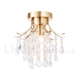 Pure Brass Rustic Lodge Nordic Style Flush Mount Crystal Ceiling Lights