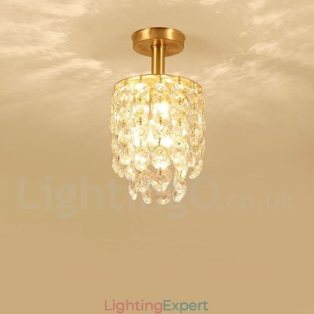 Pure Brass Rustic Lodge Nordic Style Flush Mount Crystal Ceiling Lights Pure Brass Rustic Lodge Nordic Style Flush Mount Crystal Ceiling Lights
