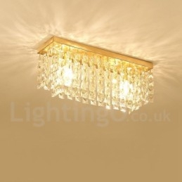 Pure Brass Rustic Lodge Nordic Style Flush Mount Crystal Ceiling Lights
