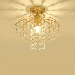 Pure Brass Rustic Lodge Nordic Style Flush Mount Crystal Ceiling Lights