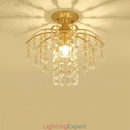 Pure Brass Rustic Lodge Nordic Style Flush Mount Crystal Ceiling Lights Pure Brass Rustic Lodge Nordic Style Flush Mount Crystal Ceiling Lights
