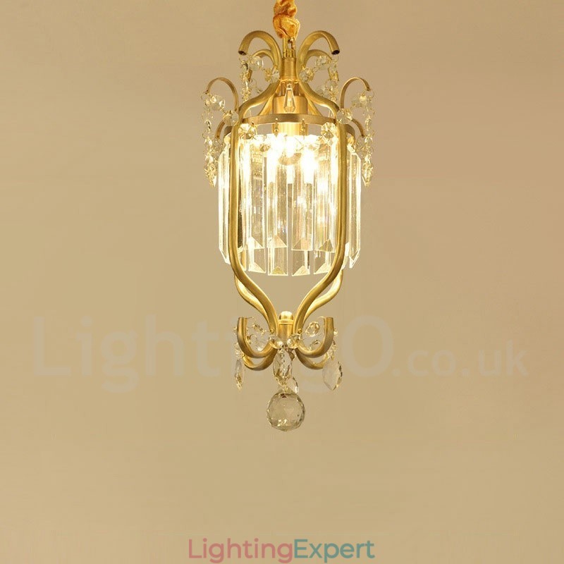 Pure Brass Rustic Lodge Nordic Style Flush Mount Crystal Ceiling Lights