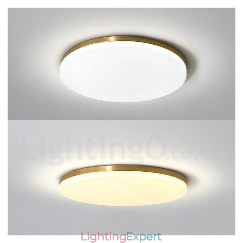 Brass Ultra Thin Round Dimmable Modern Contemporary Nordic Style Flush Mount Ceiling Lights with Acrylic Shade Also Can Be Used As Wall Light