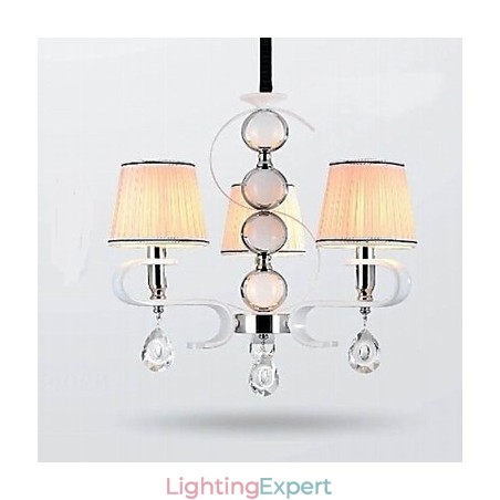 Fabric Chandelier 3 Light High Grade Lamp White Jade Silver Ring Fabric Chandelier 3 Light High Grade Lamp White Jade Silver Ring