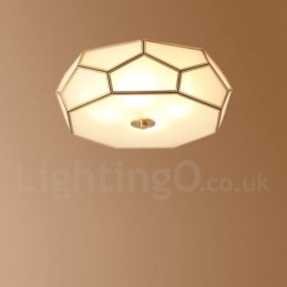 Pure Brass Rustic Lodge Nordic Style Flush Mount Ceiling Light with Glass Shade