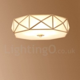 Pure Brass Rustic Lodge Nordic Style Flush Mount Ceiling Light with Glass Shade