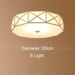 Pure Brass Rustic Lodge Nordic Style Flush Mount Ceiling Light with Glass Shade