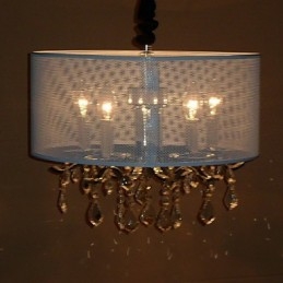 Contemporary Crystal Pendant Light with 5 Lights and Semitransparent Shade