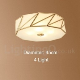 Pure Brass Rustic Lodge Nordic Style Flush Mount Ceiling Light with Glass Shade