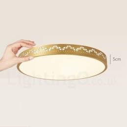 Round Pure Brass Modern Contemporary Nordic Style Flush Mount Ceiling Light with Acrylic Shade