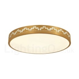 Round Pure Brass Modern Contemporary Nordic Style Flush Mount Ceiling Light with Acrylic Shade