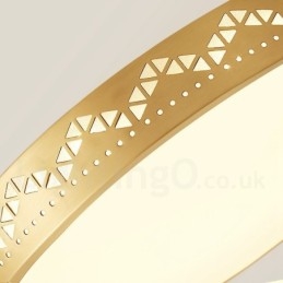 Round Pure Brass Modern Contemporary Nordic Style Flush Mount Ceiling Light with Acrylic Shade