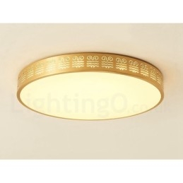 Round Pure Brass Modern Contemporary Nordic Style Flush Mount Ceiling Light with Acrylic Shade