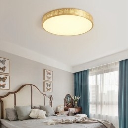 Round Pure Brass Modern Contemporary Nordic Style Flush Mount Ceiling Light with Acrylic Shade