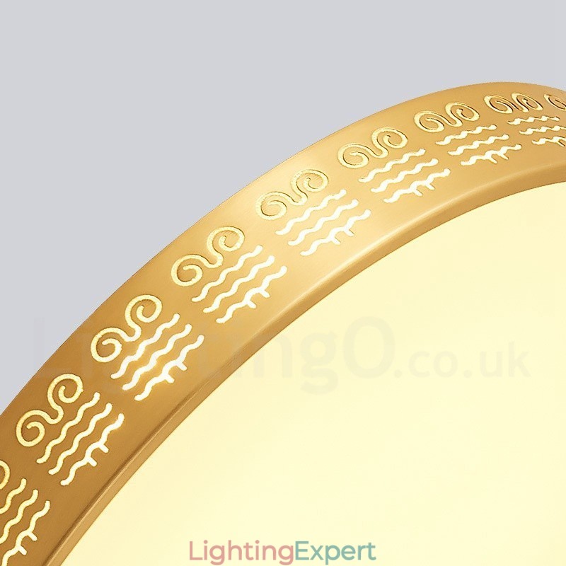 Round Pure Brass Modern Contemporary Nordic Style Flush Mount Ceiling Light with Acrylic Shade