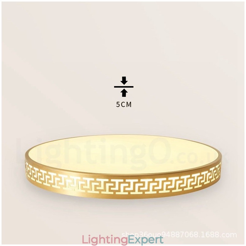 Round Pure Brass Modern Contemporary Nordic Style Flush Mount Ceiling Light with Acrylic Shade