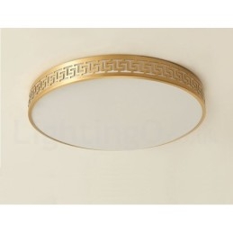 Round Pure Brass Modern Contemporary Nordic Style Flush Mount Ceiling Light with Acrylic Shade