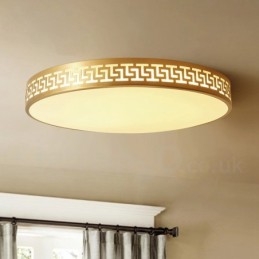 Round Pure Brass Modern Contemporary Nordic Style Flush Mount Ceiling Light with Acrylic Shade
