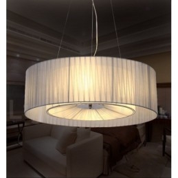 Drum 4 Light Pendant Modern Light with Fabric Shade