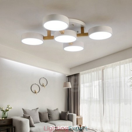 Wood Chandelier Modern Contemporary Nordic Style Flush Mount Ceiling Light with Acrylic Shade Wood Chandelier Modern Contemporary Nordic Style Flush Mount Ceiling Light with Acrylic Shade