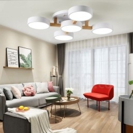 Wood Chandelier Modern Contemporary Nordic Style Flush Mount Ceiling Light with Acrylic Shade