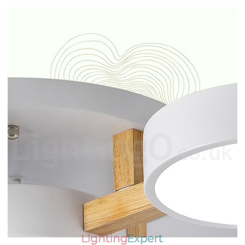 Wood Chandelier Modern Contemporary Nordic Style Flush Mount Ceiling Light with Acrylic Shade