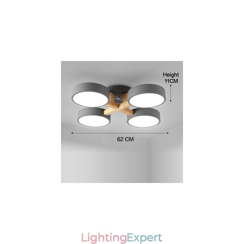 Wood Chandelier Modern Contemporary Nordic Style Flush Mount Ceiling Light with Acrylic Shade