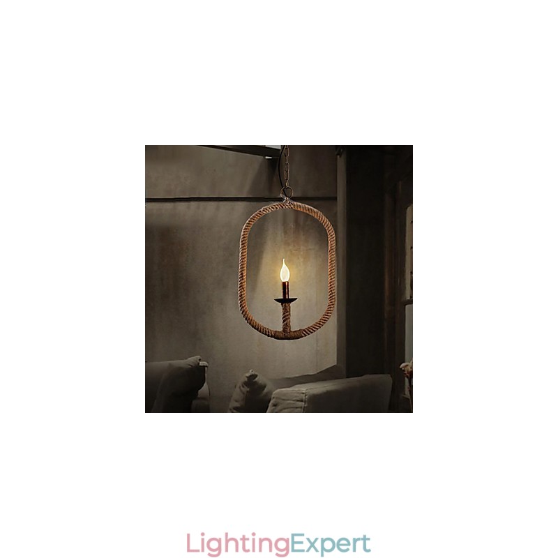 Retro 1 Lamp Hemp Rope Chandelier Retro Country Style