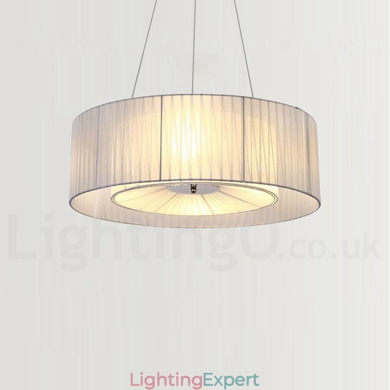 Drum 4 Light Pendant Modern Light with Fabric Shade