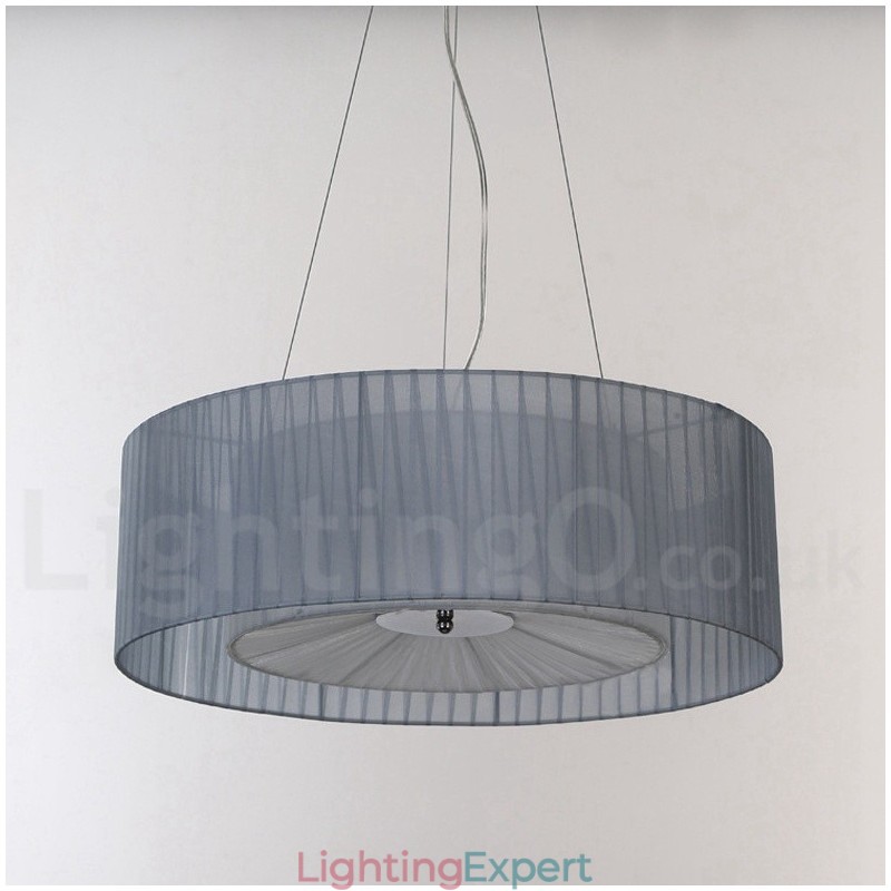 Drum 4 Light Pendant Modern Light with Fabric Shade