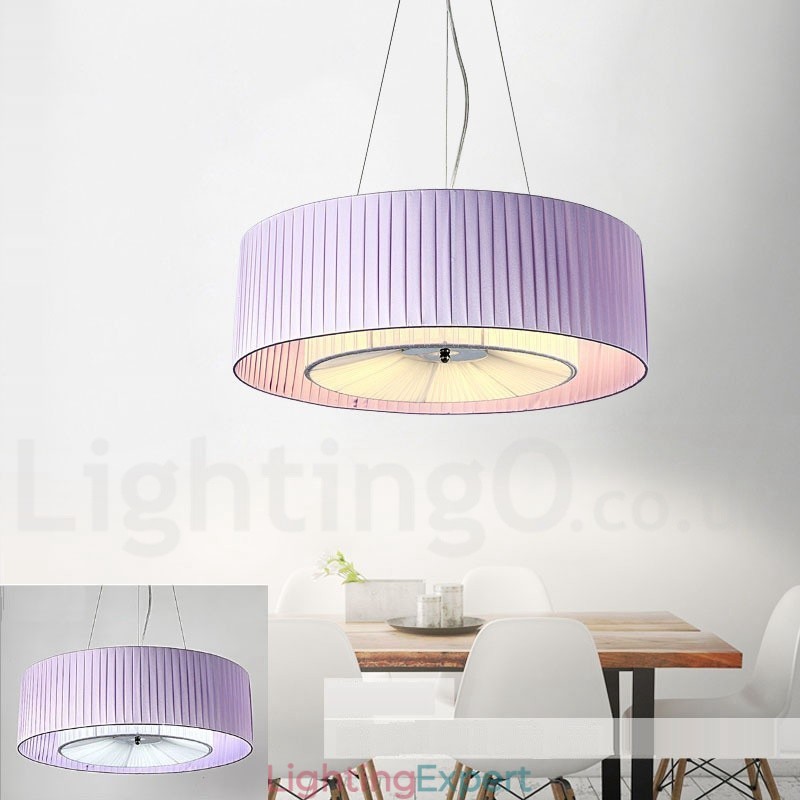 Drum 4 Light Pendant Modern Light with Fabric Shade