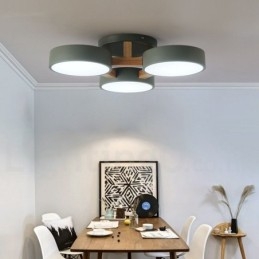 Wood Chandelier Modern Contemporary Nordic Style Flush Mount Ceiling Light with Acrylic Shade