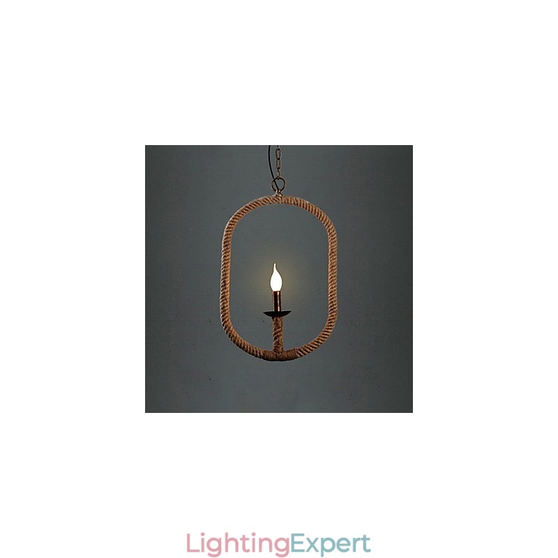 Retro 1 Lamp Hemp Rope Chandelier Retro Country Style