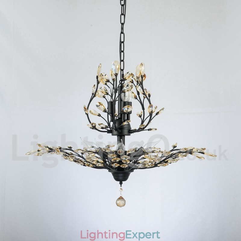 Crystal Iron Painting Chandelier with Crystal Modern Lighting Lamp
