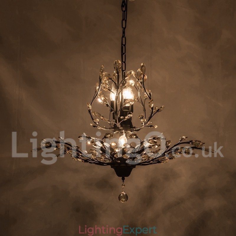 Crystal Iron Painting Chandelier with Crystal Modern Lighting Lamp