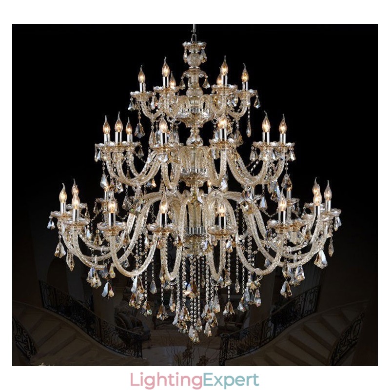 Extra Large 3 Tiers Retro Cognac Color K9 Crystal Modern Luxurious Chandelier
