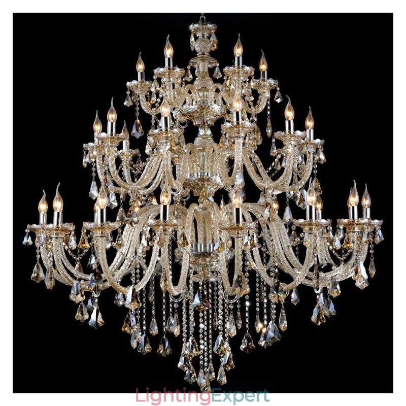 Extra Large 3 Tiers Retro Cognac Color K9 Crystal Modern Luxurious Chandelier