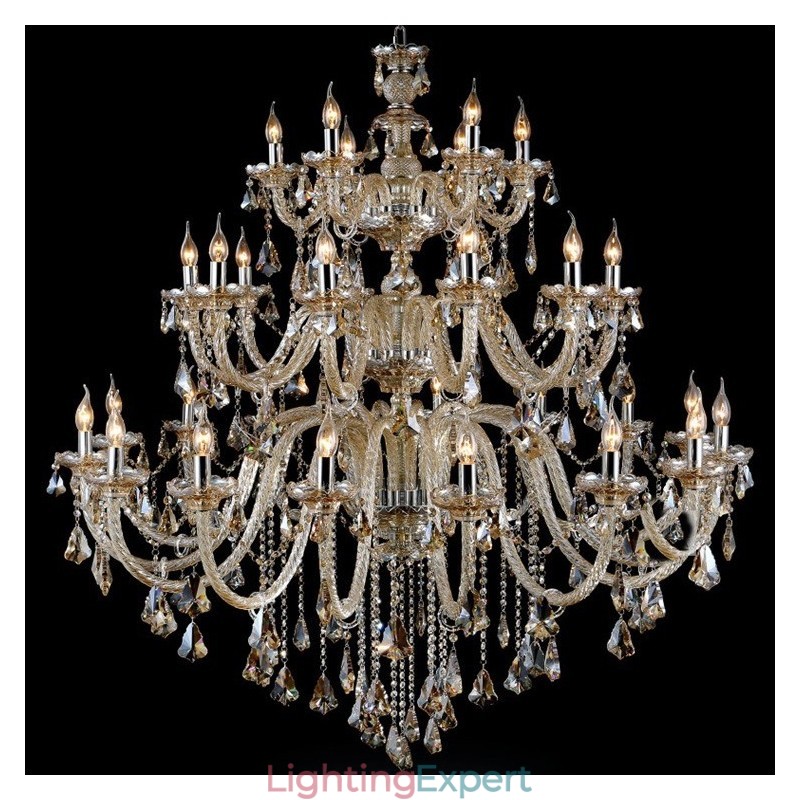 Extra Large 3 Tiers Retro Cognac Color K9 Crystal Modern Luxurious Chandelier