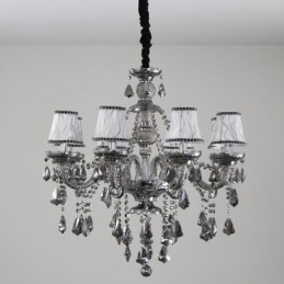 8 Lights Retro Grey Color K9 Crystal Candle Chandelier