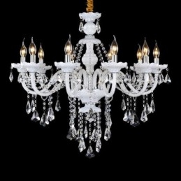 Retro White Colour K9 Clear Crystal Candle Chandelier