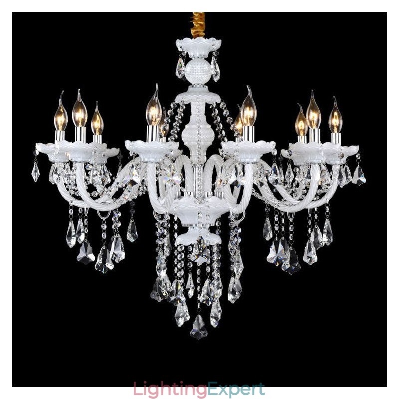 Retro White Colour K9 Clear Crystal Candle Chandelier