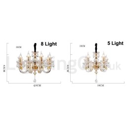 Retro Gold Colour K9 Clear Crystal Candle Chandelier