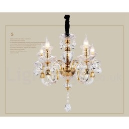Retro Gold Colour K9 Clear Crystal Candle Chandelier
