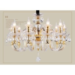 Retro Gold Colour K9 Clear Crystal Candle Chandelier