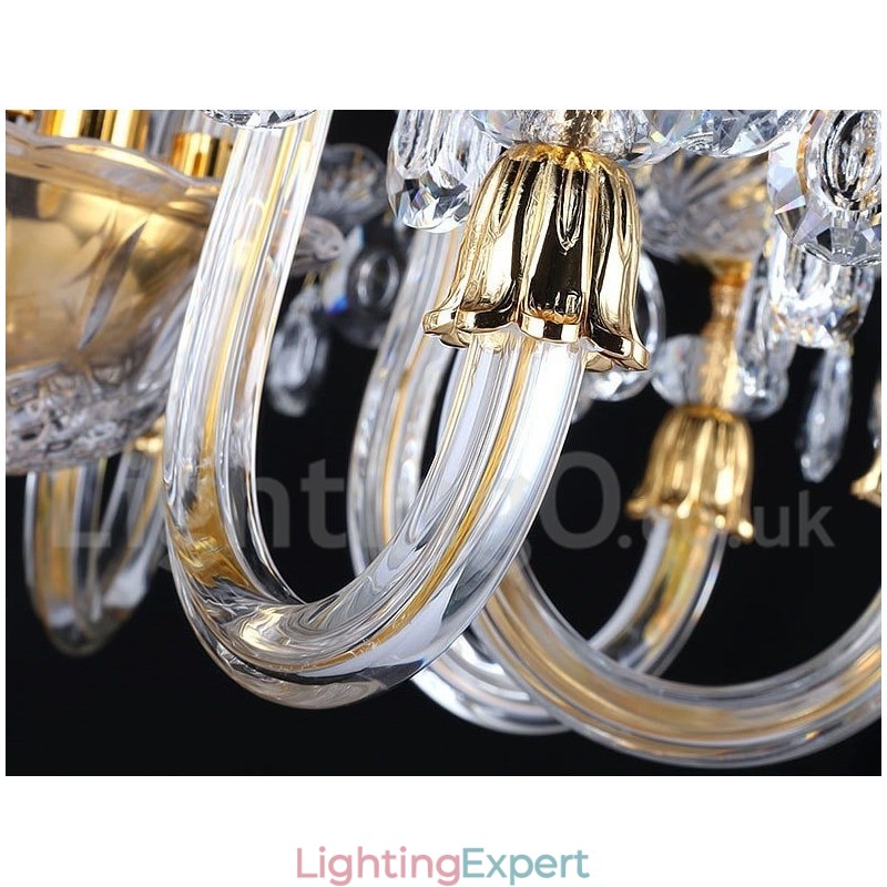 Retro Gold Colour K9 Clear Crystal Candle Chandelier