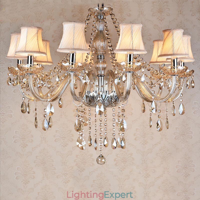 Cognac Colour Candle Large K9 Crystal Chandelier with Shades