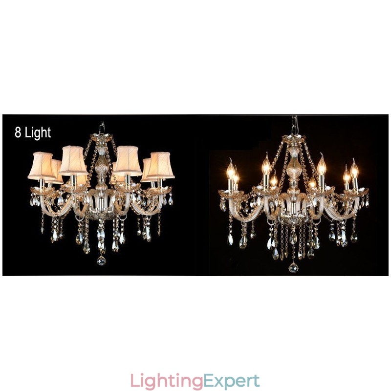 Cognac Colour Candle Large K9 Crystal Chandelier with Shades