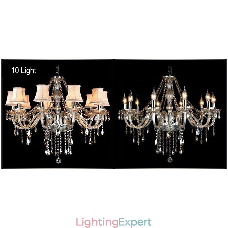 Cognac Colour Candle Large K9 Crystal Chandelier with Shades